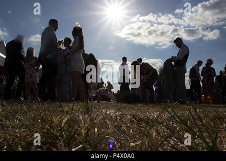 Silhouette of crowd at Royal Ascot Racecourse Stock Photo