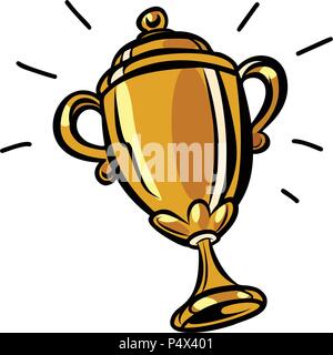 Cartoon woman holding winner cup on white isolate Stock Vector Image & Art  - Alamy