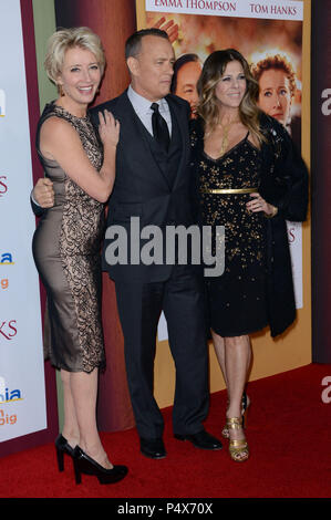 Emma Thompson, Tom Hanks, Rita Wilson  at  the premiere of 'Saving Mr. Banks' on the Disney Studio Lo in Burbank.Emma Thompson, Tom Hanks, Rita Wilson 014  Event in Hollywood Life - California, Red Carpet Event, USA, Film Industry, Celebrities, Photography, Bestof, Arts Culture and Entertainment, Topix Celebrities fashion, Best of, Hollywood Life, Event in Hollywood Life - California, Red Carpet and backstage, movie celebrities, TV celebrities, Music celebrities, Topix, actors from the same movie, cast and co star together.  inquiry tsuni@Gamma-USA.com, Credit Tsuni / USA, 2013 - Group, TV and Stock Photo