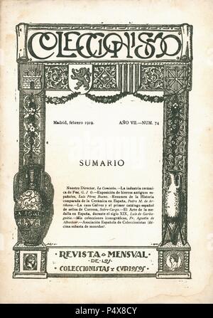 Portada de la revista mensual 'Coleccionismo', editada en Madrid, en febrero de 1919. Stock Photo