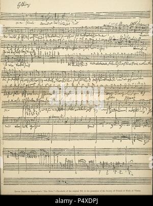 Ludwig van Beethowen, german composer, master of classical music, composed 'Ninth Symphony'. 1817-23 when totally deaf.Rough Draft of Beethoven's Erl King. Artwork also known as: DER ERLKOENIG. Stock Photo