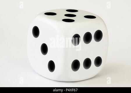 One dice on white background - close up macro stock photography Stock Photo