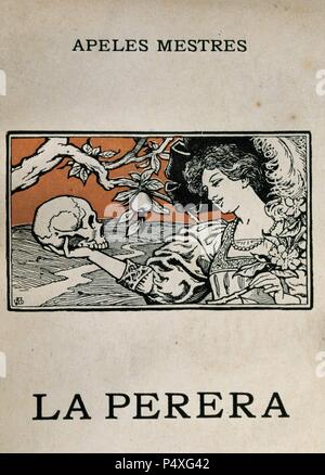 Apeles Mestres (1854-1936). Spanish writer and draftsman. Title cover of La Perera. Edition printed in 1908. Stock Photo