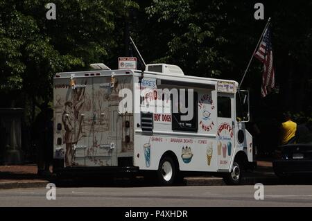 Van ice cream vending. Boston. Massachusetts. United States. Stock Photo