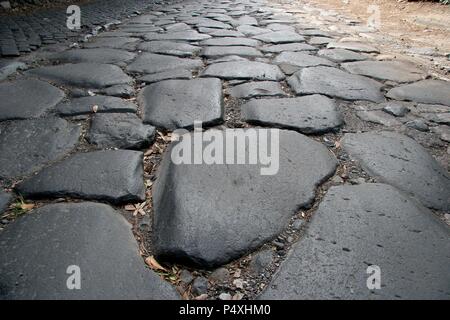 Roman Art. The Appian Way, connecting Rome to Brindisi and Apulia. Republic era. 312 B.C. Rome. Italy. Stock Photo