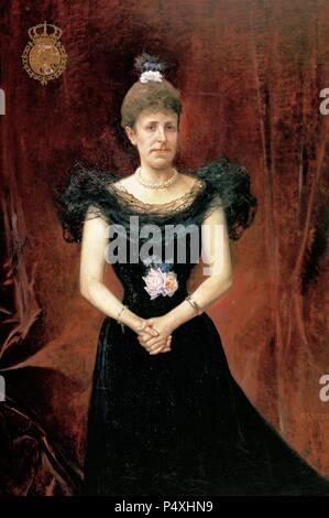 MARIA CRISTINA DE HABSBURGO-LORENA (1858-1929) Reina de España (1879-1885) y Regente (1885-1902). Esposa de Alfonso XII. Oleo de Inocencio García Asarta. Pamplona. Navarra. España. Stock Photo