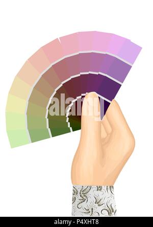 hand and color table on white background Stock Vector