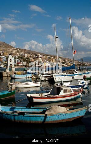 Marina and fishing port of Saranda. Republic of Albania. Stock Photo