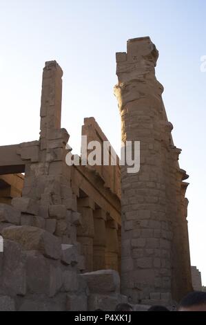 Temple of Karnak. The Great Temple of Amon. Hypostyle hall. Partial view. Exterior. Dynasty XVIII. New Kingdom. Around Luxor. Egypt. Stock Photo