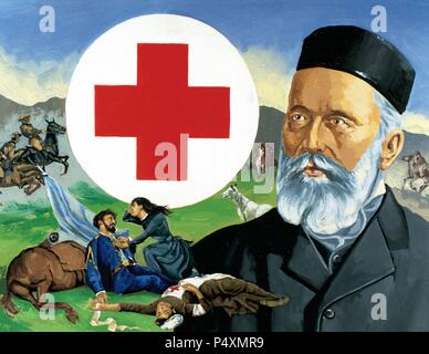 Henri Dunant (1828-1910). Swiss philanthropist. In 1863 he founded the Red Cross. He was the first Nobel Peace Prize (1901). Stock Photo