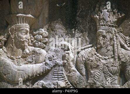 Narseh Rock relief of the Investiture of the Sasanian king Narseh (r.293-303 ...