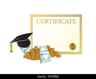 certificate tuition cost design graphic concept. Vector Illustration. isolated over white Stock Photo