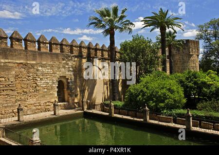 Moorish style gardens of The Christian Kings Alcazar. 14th century. Cordoba. Andalusia. Spain. Stock Photo