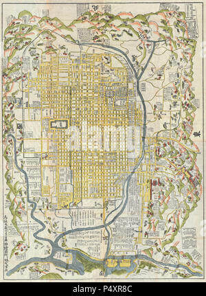 1696 Genroku 9 (early Edo) Japanese Map of Kyoto, Japan - Geographicus - Kyoto-genroku9-1696. Stock Photo