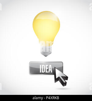 light bulb idea button and cursor. Vector Illustration. isolated over a blue background Stock Photo