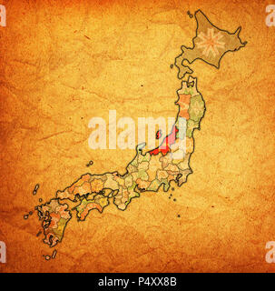 flag of niigata prefecture on map with administrative divisions and borders of japan Stock Photo