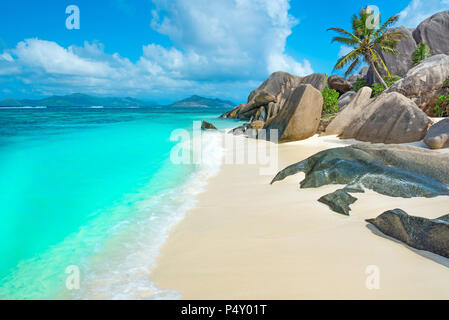 Anse Source d'Argent - Beach on island La Digue in Seychelles Stock Photo