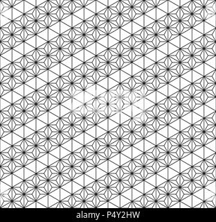 Seamless prefabricated panel based on Kumiko ornaments in black and white Stock Vector