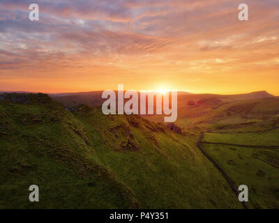 Chrome Hill seen from Parkhouse Hill in Peak District UK during Sunset Stock Photo