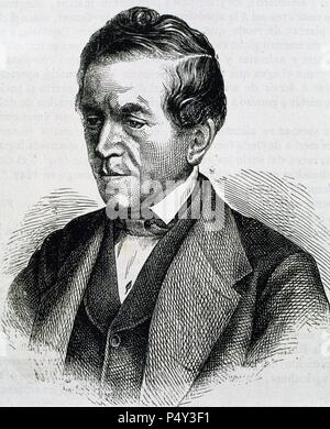 STRAUSS, David Friedrich (1808-1874). German theologian and philosopher. Engraving. Stock Photo