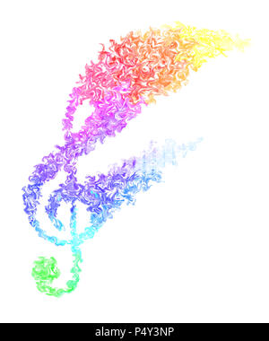 Pulsing Rainbow Color Music Note - Smeared Fire Design Stock Photo