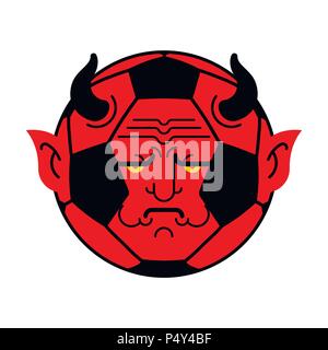 Soccer ball demon. ball Red devil. Vector illustration Stock Vector