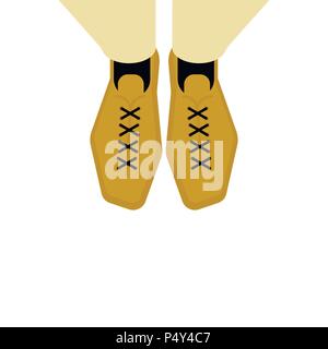 Men Legs in shoes top view. Vector illustration Stock Vector