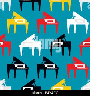 Grand piano pattern seamless. Musical background Vector illustration Stock Vector