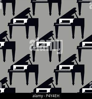 Grand piano pattern seamless. Musical background Vector illustration Stock Vector