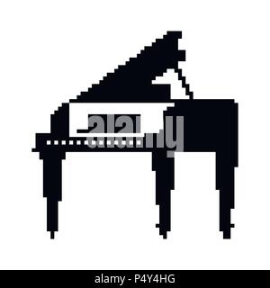 Piano pixel art. 8 bit Musical instrument Vector illustration Stock Vector