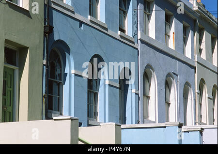 Row of terraced houses at St Leonards On Sea, on the East Sussex coast, Southern England Stock Photo