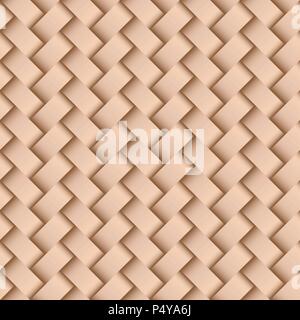 Texture of beige leather weaving seamless pattern. Vector background. Stock Vector