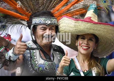Rostov On Don. 23rd June, 2018. Fans of Mexico react prior to the 2018 FIFA World Cup Group F match between South Korea and Mexico in Rostov-on-Don, Russia, June 23, 2018. Credit: Chen Yichen/Xinhua/Alamy Live News Stock Photo