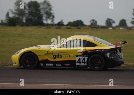 Dalton on Tees, England, 23 June 2018. Fin Green driving in the qualifying session of the Ginetta Junior Championship for Elite Motorsport at Croft Circuit. Credit: Colin Edwards/Alamy Live News. Stock Photo