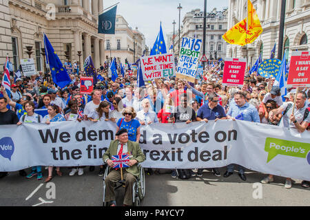 London, UK. 23rd June 2018. The march is led by Tony Robinson, Gina Miller, Vince Cable and Anna Soubry amongst others - People’s March for a People’s Vote on the final Brexit deal.  Timed to coincide with the second anniversary of the 2016 referendum it is organised by anti Brexit, pro EU campaigners. Credit: Guy Bell/Alamy Live News Stock Photo