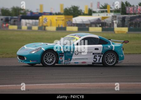 Dalton on Tees, England, 23 June 2018. Gustav Burton driving in the qualifying session of the Ginetta Junior Championship for Douglas Motorsport at Croft Circuit. Credit: Colin Edwards/Alamy Live News. Stock Photo