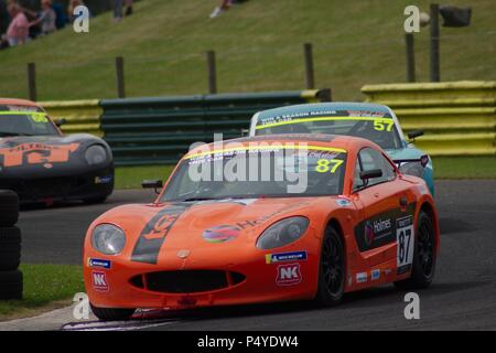 Dalton on Tees, England, 23 June 2018. Patrick Kibble driving for TCR leads a group of cars in Round 10 of the Ginetta Junior Championship at Croft Circuit. Credit: Colin Edwards/Alamy Live News. Stock Photo