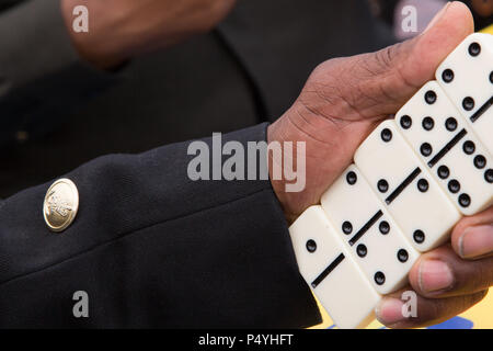 London UK 23rd June 2018 People play Dominoes in windrush square on 70th anniversary of the arrival of the SS Empire Windrush and a new era of Caribbean’s settling in post-war Britain. Credit: Thabo Jaiyesimi/Alamy Live News Stock Photo