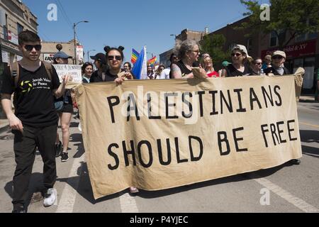 Chicago, Illinois, USA. 23rd June, 2018. The 2018 Chicago Dyke March, protesting through the streets of Little Village. Credit: Rick Majewski/ZUMA Wire/Alamy Live News Stock Photo