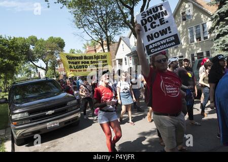 Chicago, Illinois, USA. 23rd June, 2018. The 2018 Chicago Dyke March, protesting through the streets of Little Village. Credit: Rick Majewski/ZUMA Wire/Alamy Live News Stock Photo