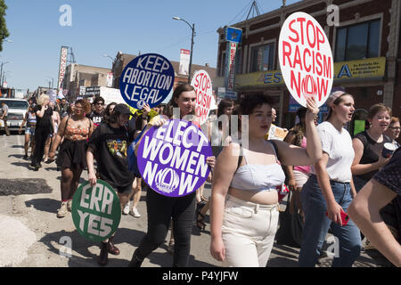 Chicago, Illinois, USA. 23rd June, 2018. The 2018 Chicago Dyke March, protesting through the streets of Little Village. Credit: Rick Majewski/ZUMA Wire/Alamy Live News Stock Photo