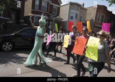 Chicago, Illinois, USA. 23rd June, 2018. The 2018 Chicago Dyke March, protesting through the streets of Little Village. Credit: Rick Majewski/ZUMA Wire/Alamy Live News Stock Photo