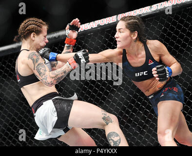 Singapore. 23rd June, 2018. Jessica Eye (R) of the United States fights