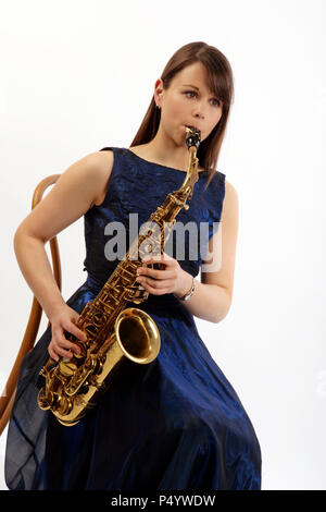 Alto saxophone player Stock Photo