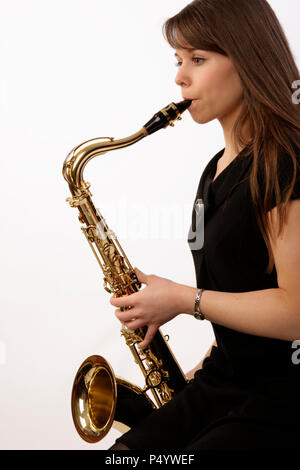 Tenor Saxophone player Stock Photo