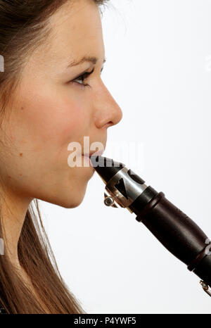 Close up detail of clarinet mouthpiece and embouchure Stock Photo