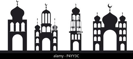 arabic castles buildings cityscape Stock Vector