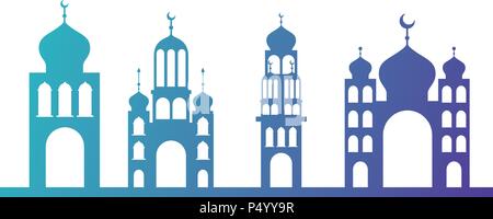 arabic castles buildings cityscape Stock Vector