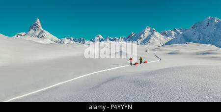 Greenland, Schweizerland Alps, Kulusuk, Tasiilaq, ski tourers Stock Photo