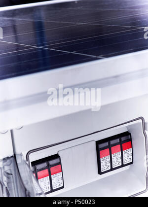 Fuse box of solar plant, close-up Stock Photo